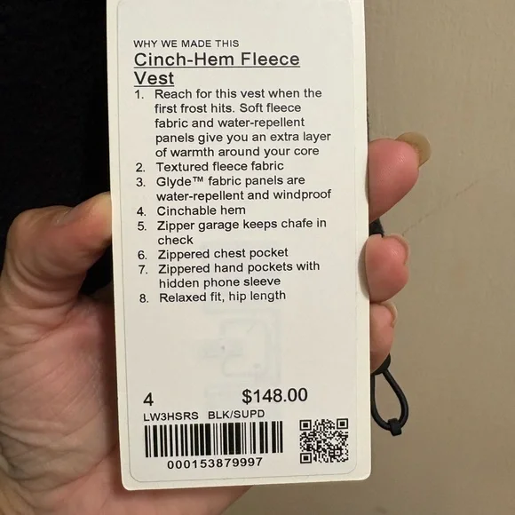 NWT Lululemon Cinch Hem Fleece Vest - Picture 5 of 5